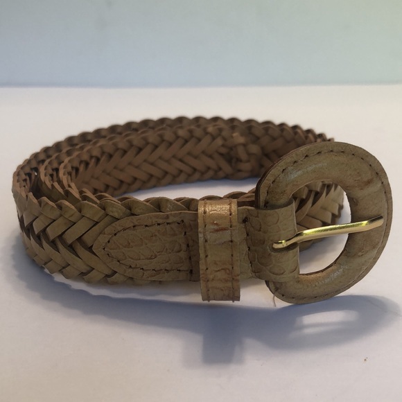 Tan Blonde Braided Genuine Leather Belt size M - Picture 4 of 9